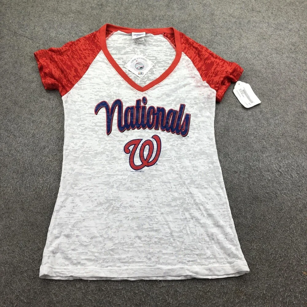 Washington Nationals Shirt Womens Medium White MLB Baseball Genuine Merchandise